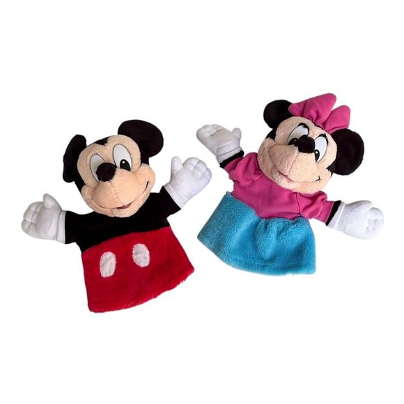 Disney Minnie Mickey Mouse Hand Puppets Mattel Arcotoys Plush Stuffed Animals - Picture 1 of 8